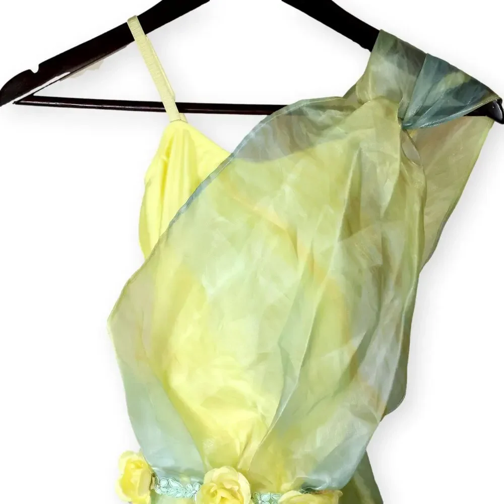 Revolution Dancewear Yellow Shimmer Solo/ Recital Dance Costume CL